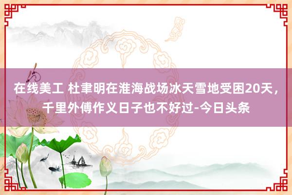 在线美工 杜聿明在淮海战场冰天雪地受困20天，千里外傅作义日子也不好过-今日头条