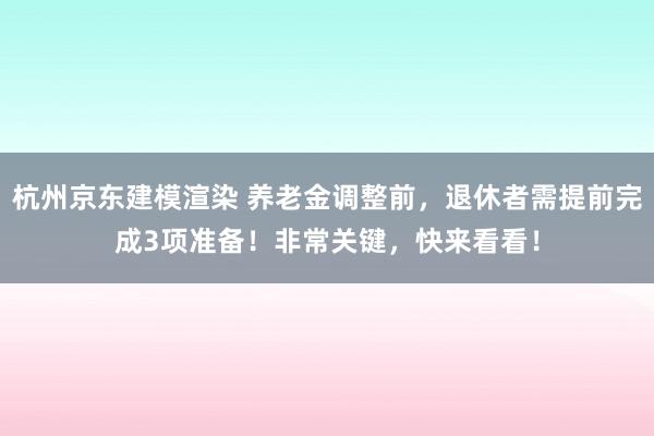 杭州京东建模渲染 养老金调整前，退休者需提前完成3项准备！非常关键，快来看看！