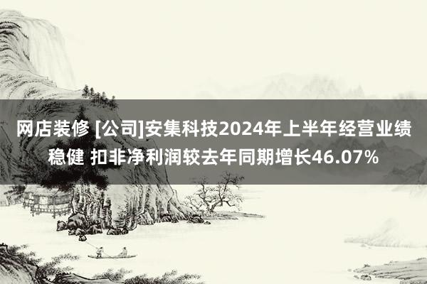 网店装修 [公司]安集科技2024年上半年经营业绩稳健 扣非净利润较去年同期增长46.07%